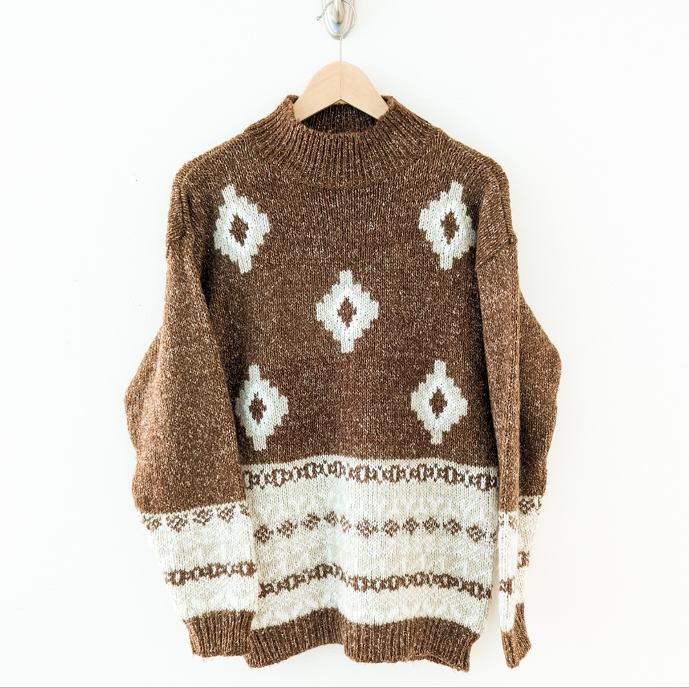 North Country Aztec Geometric Midwest Print Vintage Wool Sweater